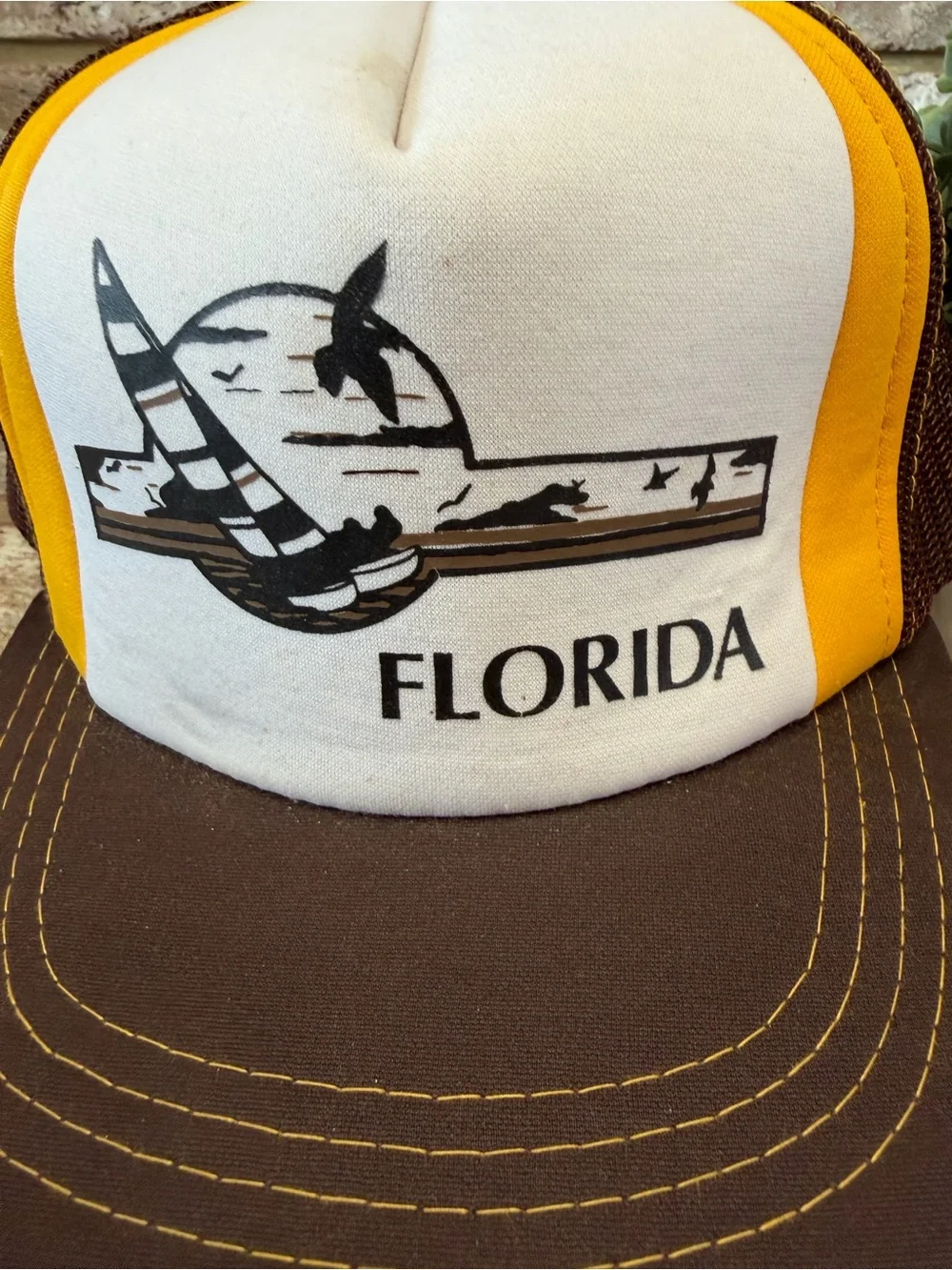 Vintage | Florida Trucker Hat - Brown, Yellow & White
